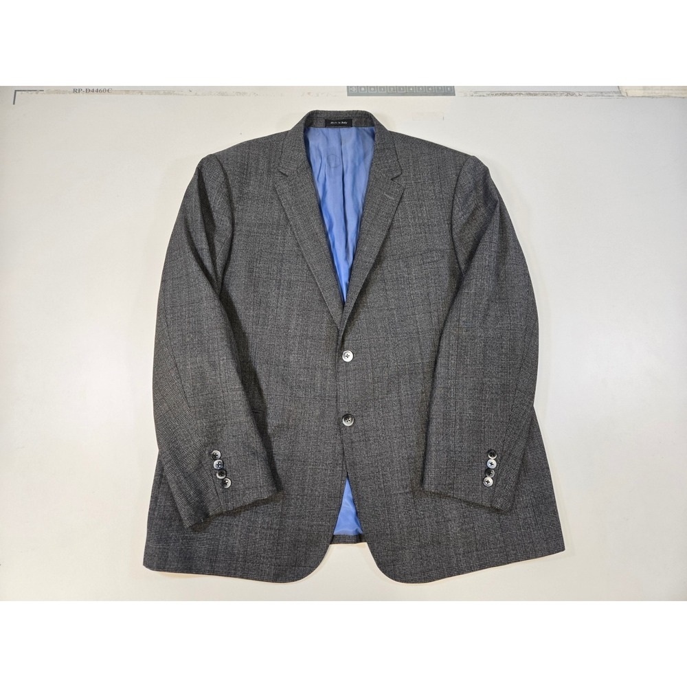Equilibrio Milano Mens Grey Glen Plaid Super 150s Wool Suit Jacket Blazer 48R